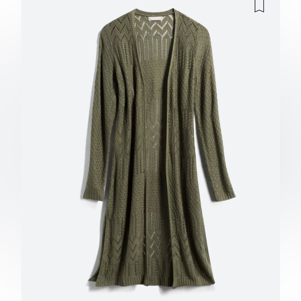 Stitch Fix olive green duster cardigan, size small